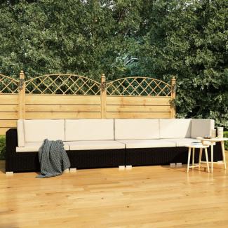 vidaXL 4-tlg. Garten-Sofagarnitur mit Auflagen Poly Rattan Schwarz 47268