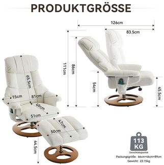 i@home Relaxsessel Bequemer Relaxsessel mit Massage-, Heiz&Liegefunktion, 360° drehbar (2-St, Relaxsessel mit Hocker), Versteckte Kopfstütze