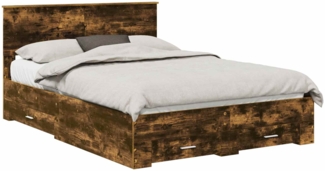 vidaXL Bettrahmen Geräucherte Eiche 140 x 190 cm Holzwerkstoff 3408258