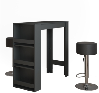 Vicco Bartisch-Set Anthrazit 45 x 110 cm mit 2 Barhockern, Repose