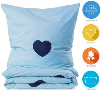 Lavea Kinderbettwäsche Bettwäsche Kinder Herzen Set, mit Reißverschluss, mit Herzmotiv, 100% Baumwolle, 2 teilig, weiche Bezüge für Bettdecke und Kopfkissen