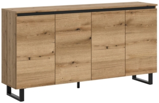 xonox. home – Sideboard Tomasa 160 x 84 x 36 cm in Evoke Oak Nachbildung und Schwarz – Großes Sideboard mit warmem Holzdekor – stilvoll, geradlinig & ideal für viele Wohnräume