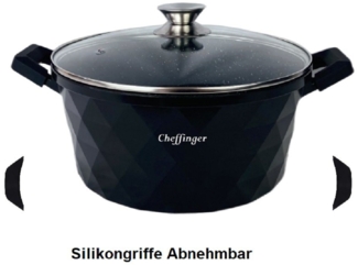 XXL Kochtopf Topf Kasserolle Glasdeckel Aluguss Induktion Ø32cm DIAC32-S Schwarz