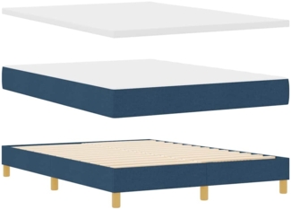 vidaXL Boxspringbett mit Matratze mit Kopfteil Blau 140 x 190 cm Stoff 3341355