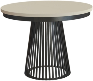 Compleo Esstisch Rund, Säulengestell mit Rillenstruktur DAST, Ausziehbar 100-180 cm