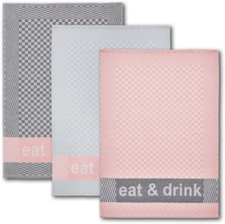 Dyckhoff Geschirrtuch Eat & Drink, Maße je Tuch ca. 50x70 cm, (Set, 6-tlg), mit drei verschiedenen Motiven