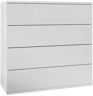 Vladon Kommode Pavos V3 (Sideboard hängend, mit 4 Schubladen), Weiß matt/Weiß matt (76 x 94 x 35 cm)