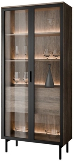 Lookway Glasvitrine LINEA LOFT Vitrine mit LED-Beleuchtung und Schubladen