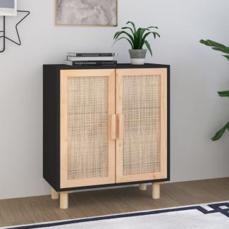 vidaXL Sideboard Schwarz 60 x 30 x 70 cm Massivholz Kiefer und Natur-Rattan [345631]