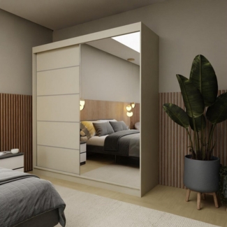 Compleo Schwebetürenschrank modern 200 cm breit NAPOS, Modern Garderobe mit Spiegel