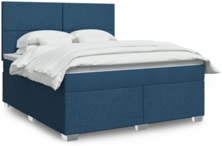 vidaXL Boxspringbett mit Matratze Blau 180x200 cm Stoff 3290566