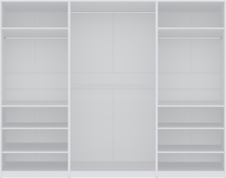 Marmex Möbel TRES SET O(B) Kleiderschrank mit Einlegeböden, Stangen, Ankleidezimmerschrank, Modulschrank, Schrankset, laminierte Spanplatte, weiß, 260x206x51 cm