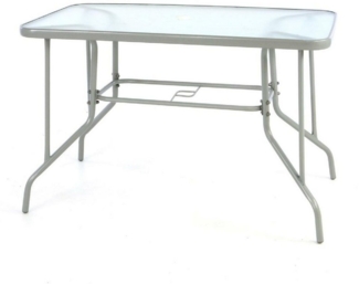 VCM Gartentisch Stahltisch mit Glasplatte und Schirmständerloch