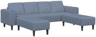 vidaXL Stoffsofa mit Kissen Blau Cordstoff 3335134