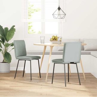 vidaXL Esszimmerstühle 2 Stk. Hellgrau Samt 4101244