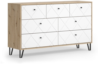 Kommode Nizza Artisan-Eiche 140.2 x 82.6 cm mit 7 Schubladen Vicco