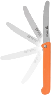 Klappbares Frühstücksmesser, mit Etui, Wellenschliff, Orange