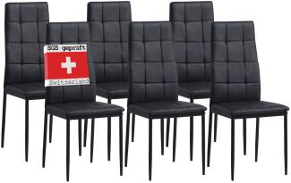 Albatros Esszimmerstühle RIMINI 6er Set, Schwarz - Edles Italienisches Design, Polsterstuhl Kunstleder-Bezug, Modern und Stilvoll am Esstisch - Küchenstuhl Stuhl Esszimmer hohe Belastbarkeit