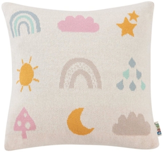 howa Dekokissen be happy, Strickkissen Kinderzimmer Deko Kissen für Kinder Baumwolle mit Füllung