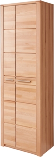 Garderobenschrank >Nature One< 2 Türen, 6 Böden, soft-close, Kernbuche teilmassiv - 65x201x40cm B/H/T