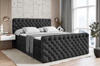 ALTDECOR Boxspringbett BOXI8-Z KING (Multipocket-Matratze H4, H3 Matratze Bonellfederung, Topper, Kopfteil), Doppelbett mit Fußteil