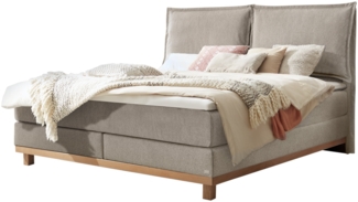 Zamora Boxspringbett grau Eiche MassivholzPolyester/Polyamid/Viskose 203cm x 212cm x 128cm