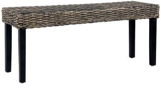 vidaXL Sitzbank 110 cm Schwarz Natur Kubu-Rattan und Massivholz Mango 285790