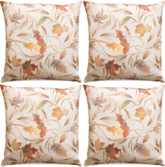 matches21 HOME & HOBBY Kissenbezüge 4er Set Kissenhüllen 40x40 cm Vintage Herbst Blätter als Herbst-Deko, (4 Stück), Zierkissen-Bezüge für Sofa-Kissen, Couch-Kissen