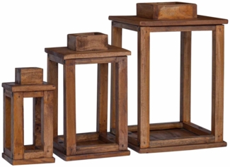 vidaXL Laterne 3 pcs Natur Mahagoni Holz 42012367
