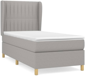vidaXL Boxspringbett mit Matratze Hellgrau 100x200 cm Stoff 3128661
