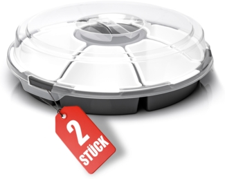 BigDean 2 Stück Snackbox mit Fächern 6 herausnehmbare Snackschalen Ø 33cm