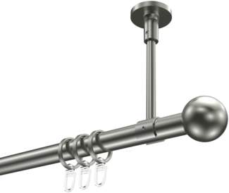 Gardinenstangen-Set Sonette Luino 360 cm (geteilt in 2 x 180 cm), 1-läufig, 20 mm Ø Edelstahl-Optik