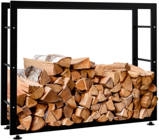 DELUKE® Kaminholzregal innen Metall SATLO - für Feuerholz Brennholzregal innen Kaminholzständer Kaminholzhalter Feuerholzregal InnenSchwarz, 25x100x80cm