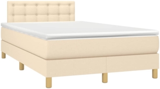 vidaXL Boxspringbett mit Matratze Creme 120x190 cm Stoff 3269805