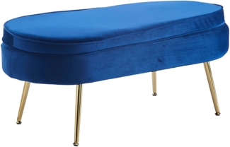 Sitzpouf oval Samt Dunkelblau Sitzhocker Hocker Fußhocker Stoffhocker