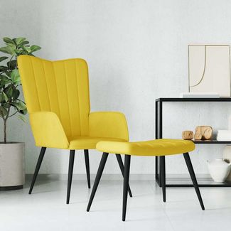 vidaXL Relaxsessel mit Hocker Senfgelb Samt 327695