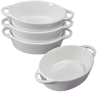 KVOTA Auflaufform 4-er Set oval 300ml MINI je 1 Portion, Keramik, Hochwertige Keramik