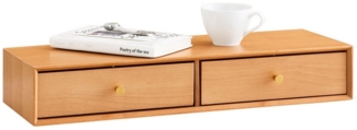 SoBuy Wandregal FHK37, Schweberegal Wandboard Nachttisch hängend Flur Wohnzimmer, Regalbrett mit 2 Schubladen, Küchenregal 60cm, multifunktional