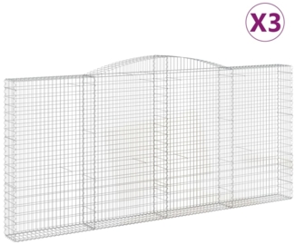 vidaXL Gabionen mit Hochbogen 3 Stk. 400x30x180/200cm Verzinktes Eisen 3146919