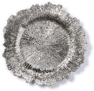 MAGIC by Inge Dekoteller, Dekoteller 33cm Kunststoff mit Rillen - Silber metallic