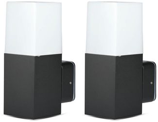 2er Set Wandleuchte, Aluminium, schwarz, GU10, IP54, H 25 cm