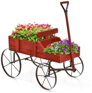 COSTWAY Blumenständer, Pflanzwagen mit 4 Metallrädern & Griff, 62x34x60cm