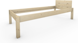 Pfostenbett Massivholzbett (Fichte) "Daybett" 90 x 220 cm 48 cm Holzbett 300kg