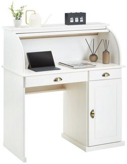 IDIMEX Sekretär TOM, Sekretär PC Tisch 2 Schubladen Kiefer 1 Tür Rollladen Bürotisch Arbeit