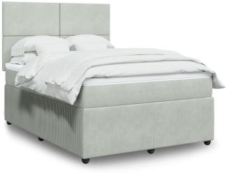 vidaXL Boxspringbett mit Matratze Hellgrau 140x190 cm Samt 3292328