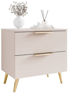 Lookway Nachttisch LINA Kaschmir 2S auf Füßen mit LED-Beleuchtung (1x Nachttisch), Breite: 55 cm