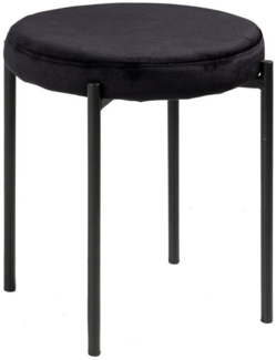 Home4You Hocker, Ø 38 x H 45 cm, Schwarz, Samt, Metallgestell, (1 Stück), stapelbar
