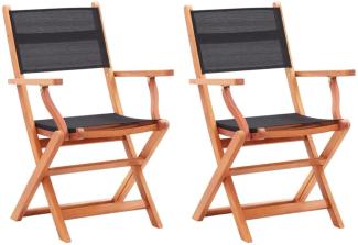 vidaXL Gartenstühle 2 Stk. Klappbar Massivholz Eukalyptus & Textilene 48692