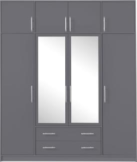 Kleiderschrank Drehtürenschrank Smart 200x56x230cm anthrazit mit Aufsatz