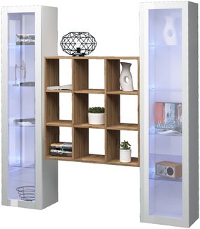 Wohnwand >Benevent< (3-teilig) in Weiß Hochglanz - 170x180x30 (BxHxT)